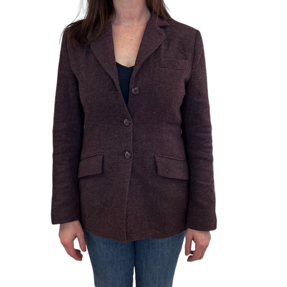 Les Boutiques San Francisco Wool Blazer Maroon Vintage - Picture 3 of 11